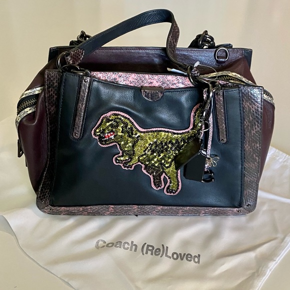 Covetable Coach Rexy Upcrafted Dreamer 36 Colorblock Snakeskin Detail Purse Rare - Picture 5 of 11